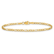 14K 2.25mm Flat Figaro with Lobster Clasp Bracelet