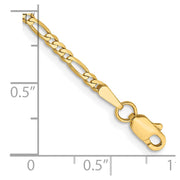 14K 2.25mm Flat Figaro with Lobster Clasp Bracelet