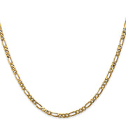 14K 3mm Flat Figaro with Lobster Clasp Chain