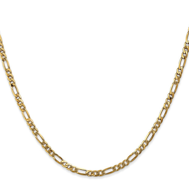 14K 3mm Flat Figaro with Lobster Clasp Chain