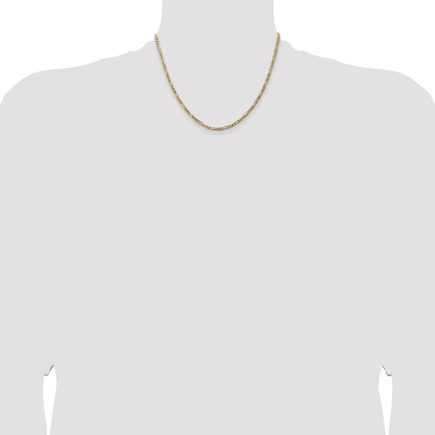 14K 3mm Flat Figaro with Lobster Clasp Chain