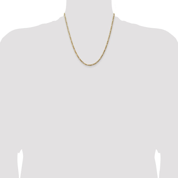 14K 3mm Flat Figaro with Lobster Clasp Chain