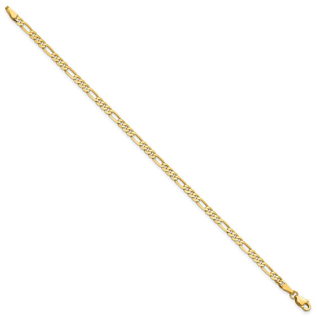 14K 3mm Flat Figaro with Lobster Clasp Bracelet