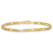 14K 3mm Flat Figaro with Lobster Clasp Bracelet