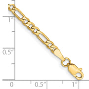 14K 3mm Flat Figaro with Lobster Clasp Bracelet