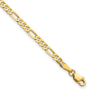 14K 3mm Flat Figaro with Lobster Clasp Bracelet