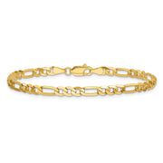 14K 4mm Flat Figaro with Lobster Clasp Bracelet