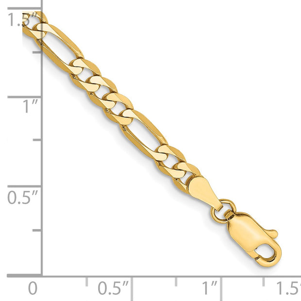 14K 4mm Flat Figaro with Lobster Clasp Bracelet