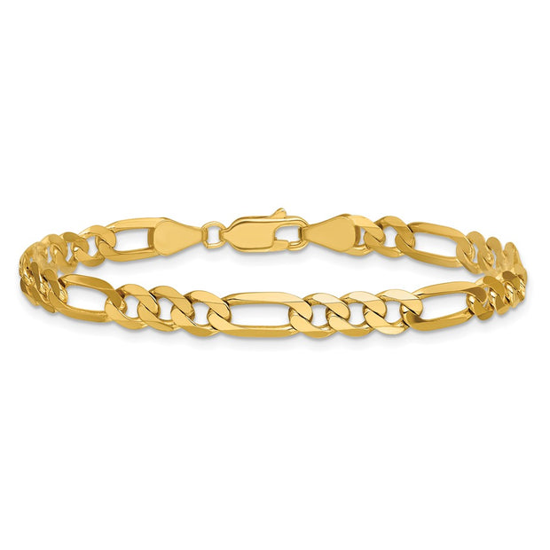 14K 5.25mm Flat Figaro with Lobster Clasp Bracelet