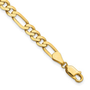 14K 5.25mm Flat Figaro with Lobster Clasp Bracelet
