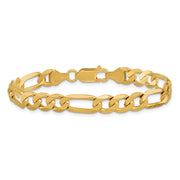 14K 7mm Flat Figaro with Lobster Clasp Bracelet