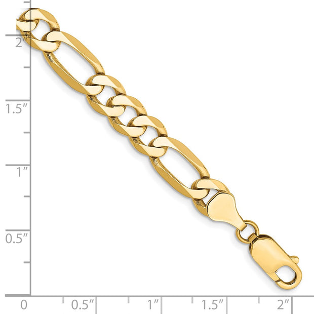 14K 7mm Flat Figaro with Lobster Clasp Bracelet