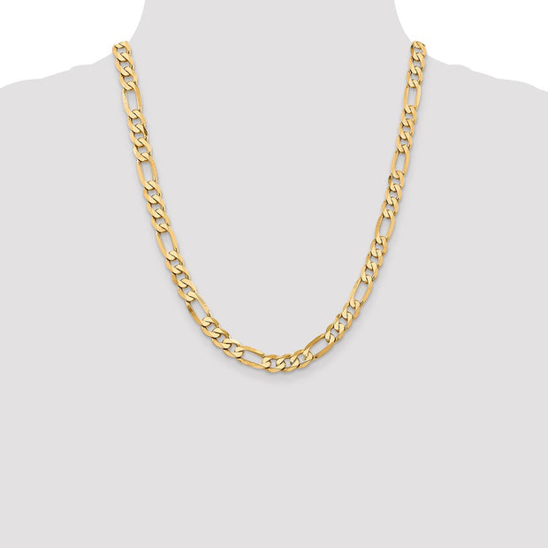 14K 7.5mm Flat Figaro with Lobster Clasp Chain