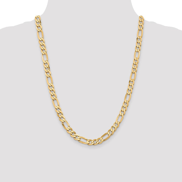 14K 7.5mm Flat Figaro with Lobster Clasp Chain