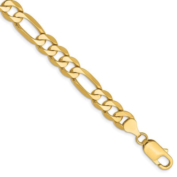 14K 7.5mm Flat Figaro with Lobster Clasp Bracelet