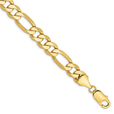 14K 8.75mm Flat Figaro with Lobster Clasp Bracelet