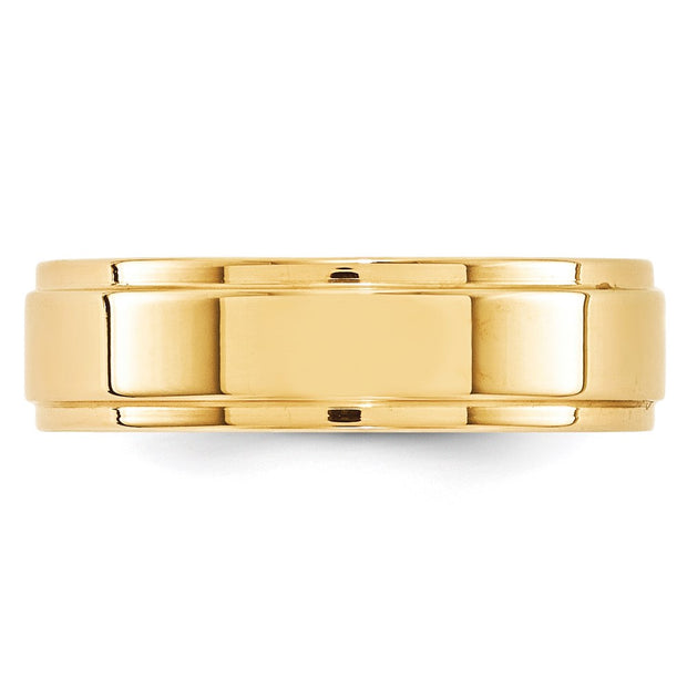 14k Yellow Gold 6mm Flat with Step Edge Wedding Band