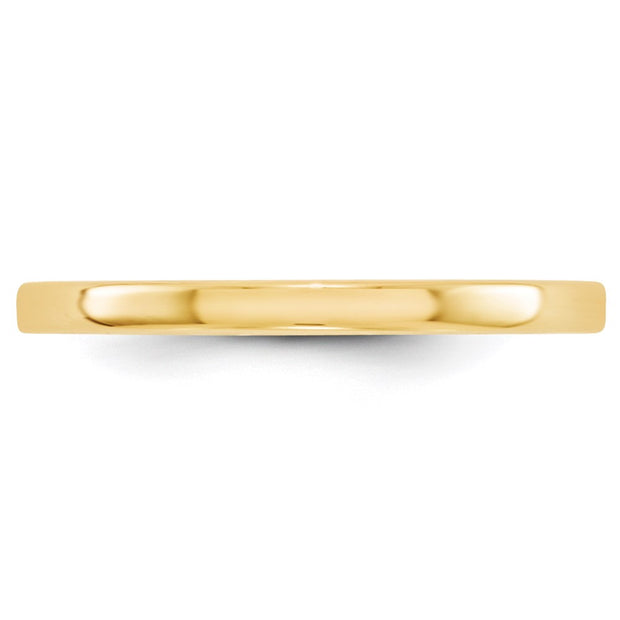 14k Yellow Gold 2mm Lightweight Flat Wedding Band