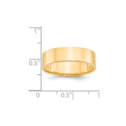 14k Yellow Gold 6mm Lightweight Flat Wedding Band