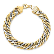 14k Two-tone 10.4mm Fancy Curb Link Bracelet