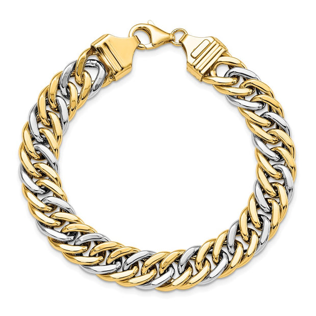 14k Two-tone 10.4mm Fancy Curb Link Bracelet