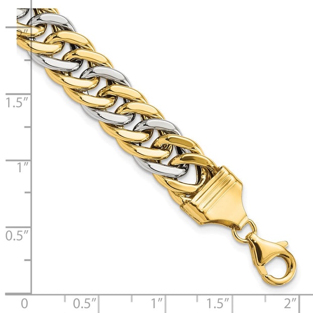 14k Two-tone 10.4mm Fancy Curb Link Bracelet