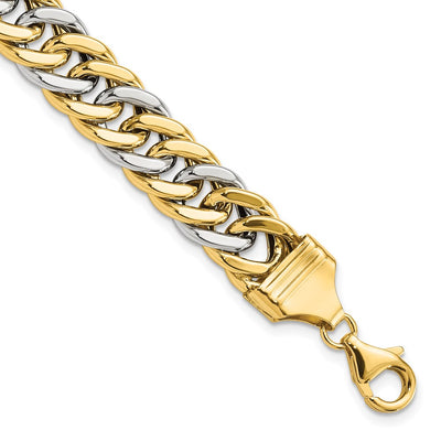 14k Two-tone 10.4mm Fancy Curb Link Bracelet