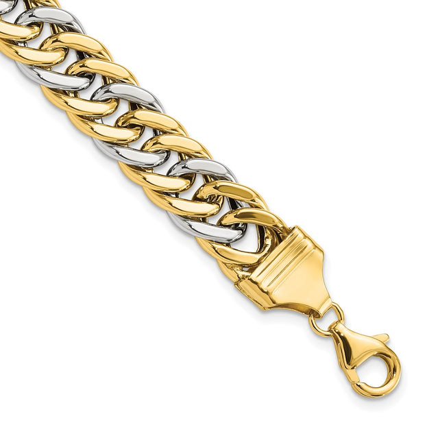 14k Two-tone 10.4mm Fancy Curb Link Bracelet