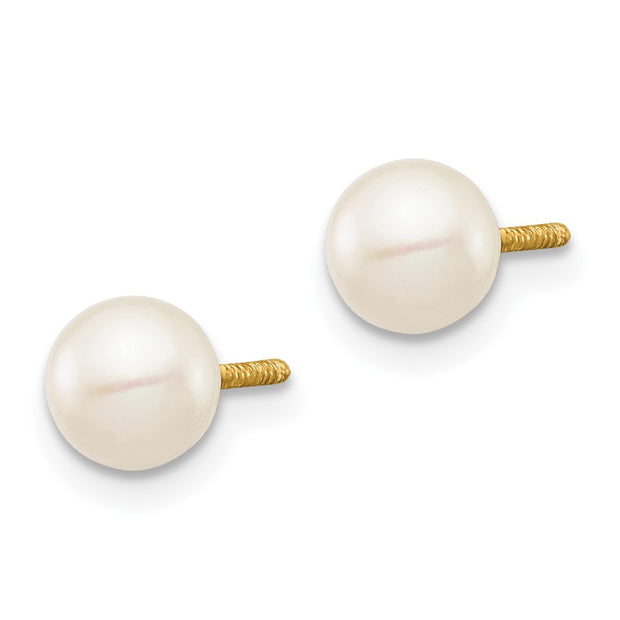 14k Madi K 5-6mm White Near Round Freshwater Cultured Pearl Post Earrings