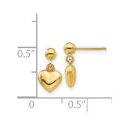 14k Madi K Puffed Heart Post Dangle Earrings