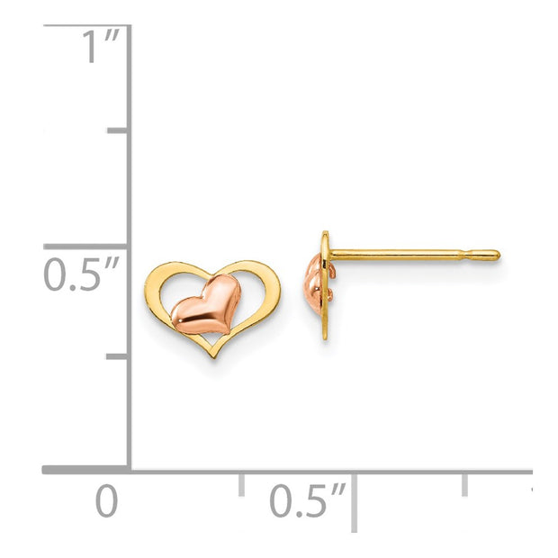 14k Yellow & Rose Gold Madi K Children's Heart Post Earrings