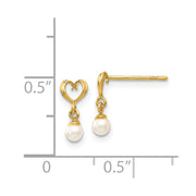14k Madi K FW Cultured Pearl Heart Dangle Post Earrings