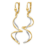 14k Two-tone Spiral Dangle Earrings