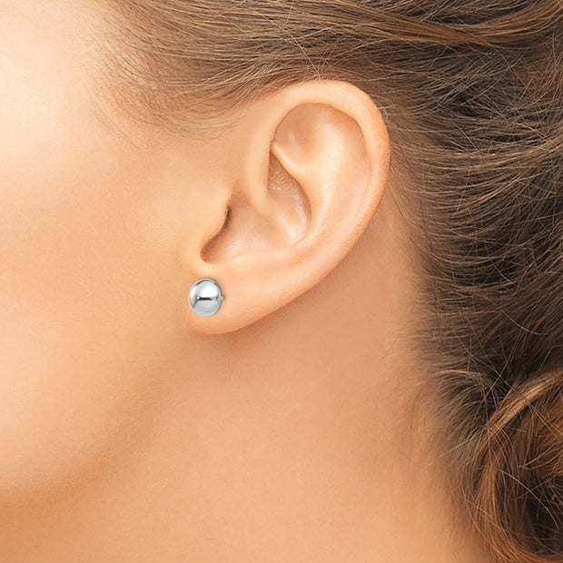 14k White Gold 8mm Half Ball Post Earrings