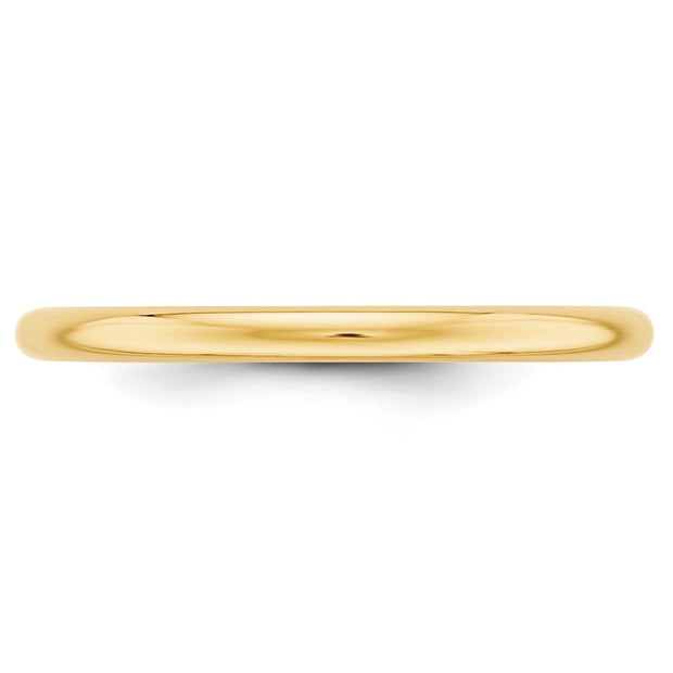 14k Yellow Gold 2mm Half-Round Wedding Band