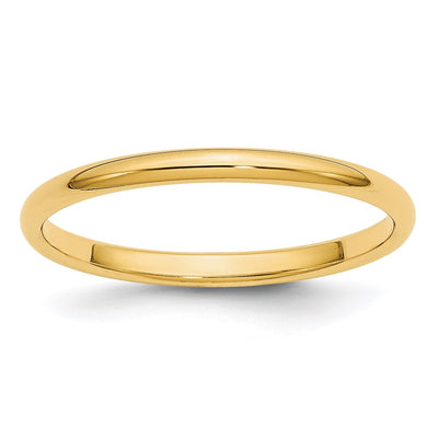 14k Yellow Gold 2mm Half-Round Wedding Band