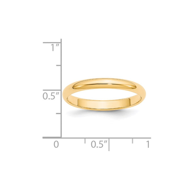 14k Yellow Gold 3mm Half-Round Wedding Band