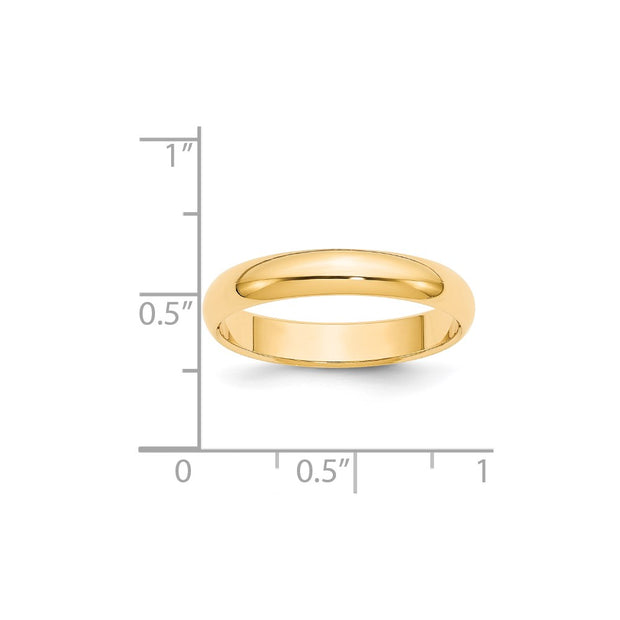 14k Yellow Gold 4mm Half-Round Wedding Band