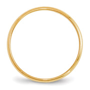 14k Yellow Gold 2mm Lightweight Half Round Wedding Band