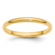 14k Yellow Gold 2mm Lightweight Half Round Wedding Band