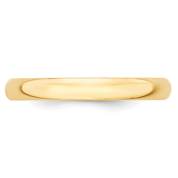 14k Yellow Gold 3mm Lightweight Half Round Wedding Band