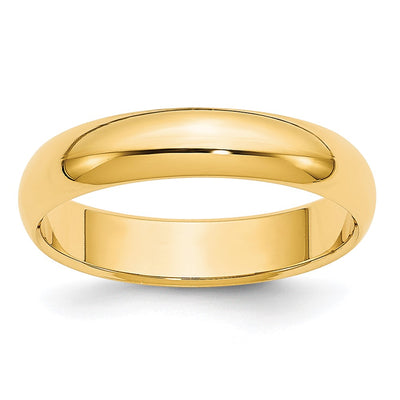 14k Yellow Gold 4mm Lightweight Half Round Wedding Band