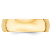 14k Yellow Gold 6mm Lightweight Half Round Wedding Band