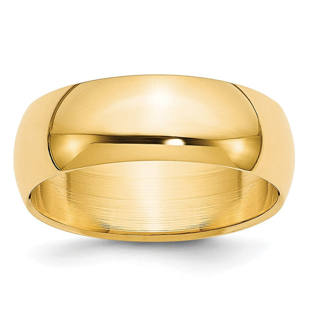 14k Yellow Gold 6mm Lightweight Half Round Wedding Band
