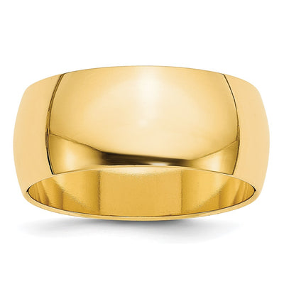 14k Yellow Gold 8mm Lightweight Half Round Wedding Band