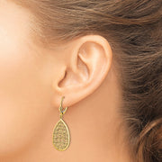 14k Teardrop Filigree Dangle Leverback Earrings