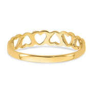 14k Polished Hearts Ring