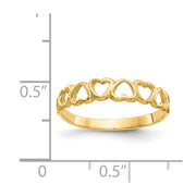 14k Polished Hearts Ring