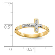 14K Two-tone Crucifix Rosary Ring