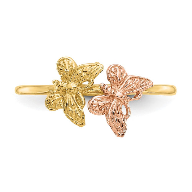 14k Two-Tone Polished Butterfly Ring